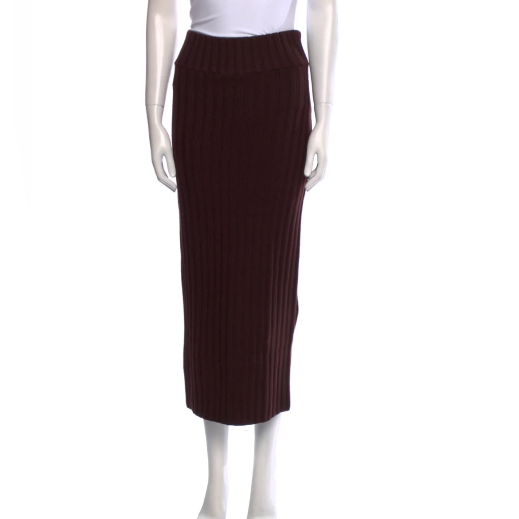 Midi Los Angeles Chocolate Brown Wool Midi Skirt Size Small